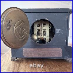 Victorian Antique Mantel Clock, Marble Grain Paint & Lions, Seth Thomas