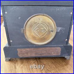 Victorian Antique Mantel Clock, Marble Grain Paint & Lions, Seth Thomas