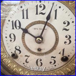 Victorian Antique Mantel Clock, Marble Grain Paint & Lions, Seth Thomas