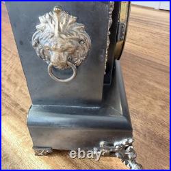 Victorian Antique Mantel Clock, Marble Grain Paint & Lions, Seth Thomas