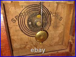 Vintage 1800s SETH THOMAS ogee og clock antique mantel with key woodcock art glass