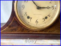 Vintage 1940's Seth Thomas 4500 8 Day Mechanical Tambour Wooden Mantle Clock