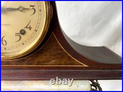 Vintage 1940's Seth Thomas 4500 8 Day Mechanical Tambour Wooden Mantle Clock
