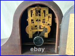 Vintage 1940's Seth Thomas 4500 8 Day Mechanical Tambour Wooden Mantle Clock
