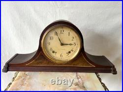 Vintage 1940's Seth Thomas 4500 8 Day Mechanical Tambour Wooden Mantle Clock