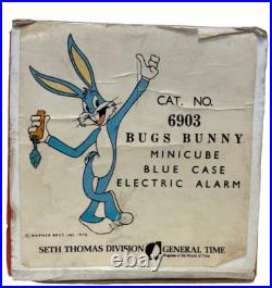 Vintage 1970 Seth Thomas Bugs Bunny EO43-000 Minicube Travel Alarm Clock WITH B Vintage 1970 Seth Thomas Bugs Bunny EO43-000 Minicube Travel Alarm Clock WITH B