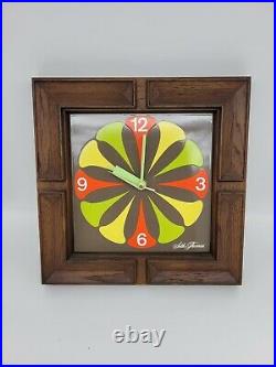 Vintage 60s/70s Era Seth Thomas Wall Clock Battery Operated Bright Colors Lime