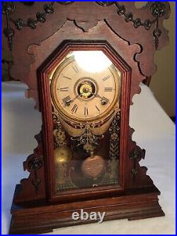 Vintage Antique Seth Thomas Gingerbread 8 Day Mantle Clock #104 Withpendulum/Keys