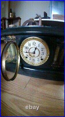 Vintage Antique Seth Thomas Mantle Clock 6 Column Lion NO Key has feet