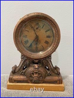 Vintage Antique Seth Thomas USA Metal Case Alarm Mantel / Shelf Clock