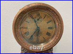 Vintage Antique Seth Thomas USA Metal Case Alarm Mantel / Shelf Clock