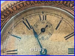 Vintage Antique Seth Thomas USA Metal Case Alarm Mantel / Shelf Clock