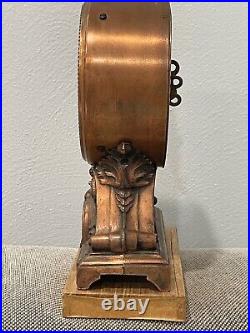Vintage Antique Seth Thomas USA Metal Case Alarm Mantel / Shelf Clock