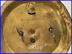Vintage Antique Seth Thomas USA Metal Case Alarm Mantel / Shelf Clock