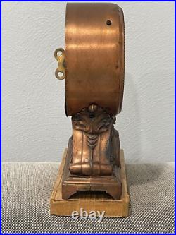 Vintage Antique Seth Thomas USA Metal Case Alarm Mantel / Shelf Clock