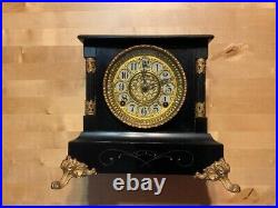 Vintage GIBSON CLOCK BLACK ORNATE NON WORKING CONDITION NO KEY