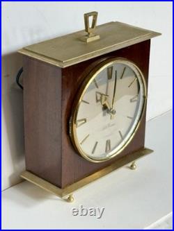 Vintage MCM SETH THOMAS CHIMING 1950's-60's BRASS WALNUT MODERN CLOCK RUNNING Vintage MCM SETH THOMAS CHIMING 1950's-60's BRASS WALNUT MODERN CLOCK RUNNING