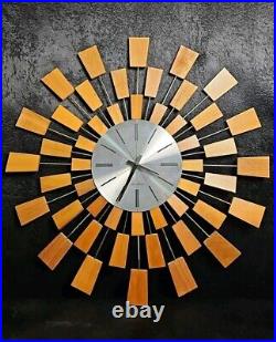 Vintage Mid Century Starburst Wall Clock MCM Seth Thomas Grandeur