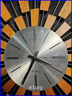 Vintage Mid Century Starburst Wall Clock MCM Seth Thomas Grandeur