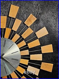 Vintage Mid Century Starburst Wall Clock MCM Seth Thomas Grandeur