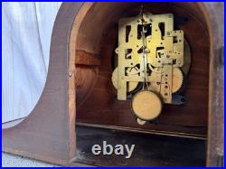 Vintage Plymouth 8-Day Mantel Clock Seth Thomas 4503 Movement Time Strike Works