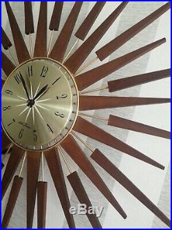 Vintage Retro Original Seth Thomas Scotland Starburst Wall Clock 26 Working