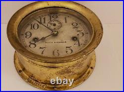Vintage SETH THOMAS WWI Brass Marine Ship Deck Clock with Double Spring Movement