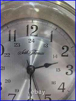 Vintage Seth Thomas 1044 Schooner Solid Brass Gimbal Ships Quartz Clock Works