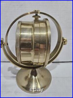 Vintage Seth Thomas 1044 Schooner Solid Brass Gimbal Ships Quartz Clock Works