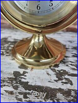 Vintage Seth Thomas 1044 Schooner Solid Brass Gimbal Ships Quartz Clock Works