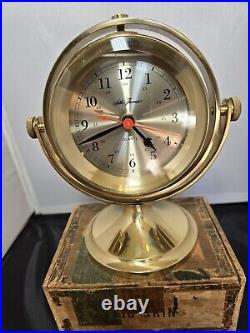 Vintage Seth Thomas 1044 Schooner Solid Brass Gimbal Ships Quartz Clock Works