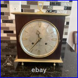 Vintage Seth Thomas 8 Day Mantel Clock Wooden Case Brass with KEY Works Perfect Vintage Seth Thomas 8 Day Mantel Clock Wooden Case Brass with KEY Works Perfect