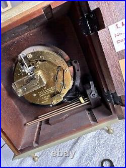 Vintage Seth Thomas 8 Day Mantel Clock Wooden Case Brass with KEY Works Perfect