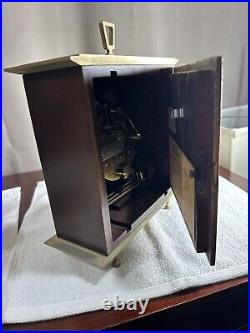 Vintage Seth Thomas 8 Day Mantel Clock Wooden Case Brass with KEY Works Perfect