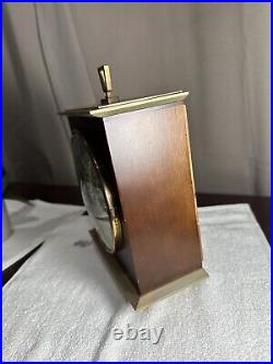 Vintage Seth Thomas 8 Day Mantel Clock Wooden Case Brass with KEY Works Perfect
