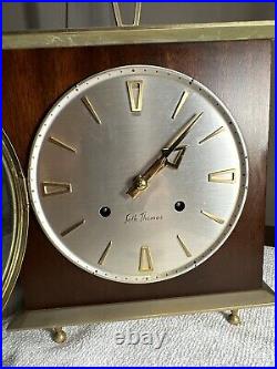 Vintage Seth Thomas 8 Day Mantel Clock Wooden Case Brass with KEY Works Perfect