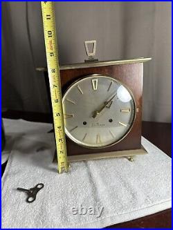 Vintage Seth Thomas 8 Day Mantel Clock Wooden Case Brass with KEY Works Perfect