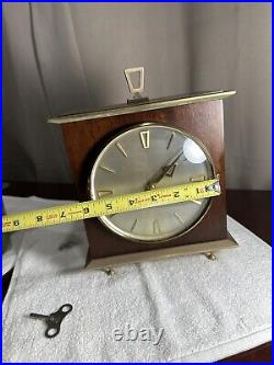 Vintage Seth Thomas 8 Day Mantel Clock Wooden Case Brass with KEY Works Perfect