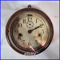 Vintage Seth Thomas 8 Wood Mechanical Wind Up Ships Wall Clock No Key
