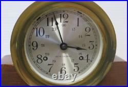 Vintage Seth Thomas Brass Corsair Base Ship's Bell Clock E537-004 WithKey