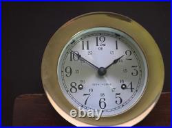 Vintage Seth Thomas Brass Corsair Base Ship's Bell Clock E537-004 WithKey