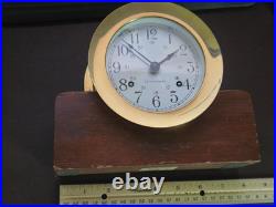 Vintage Seth Thomas Brass Corsair Base Ship's Bell Clock E537-004 WithKey