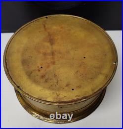 Vintage Seth Thomas Brass Maritime Ships Clock Time Only With Base And Key Runs