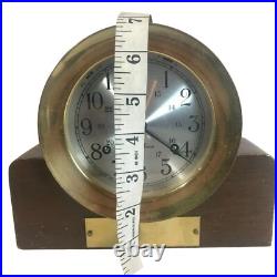 Vintage Seth Thomas Brass Ship Clock On Wood Base 8W X 7T With Key Vintage Seth Thomas Brass Ship Clock On Wood Base 8W X 7T With Key