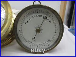 Vintage Seth Thomas Brass Ship's Bell Clock and Barometer No Key