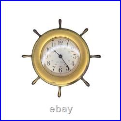 Vintage Seth Thomas Brass Ships Wheel Clock Nautical Maritime Decor