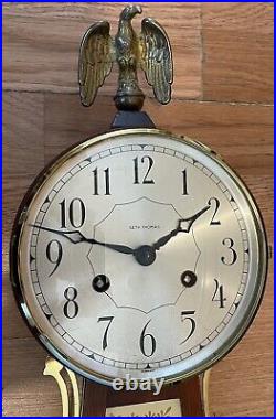 Vintage Seth Thomas Brookfield 6W Banjo Pendulum Wall Clock E899-159 With Key