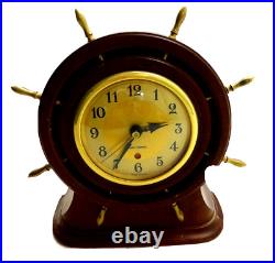 Vintage Seth Thomas Capstan 3e Ships Wheel Electric Nautical Mantel Clock WORKS