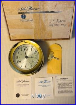 Vintage Seth Thomas Corsair 1050C Nautical Ship's Clock Original Box Key Papers