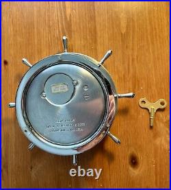 Vintage Seth Thomas Corsair Nickel Plated Ship Bell Clock Ships Wheel Helmsman